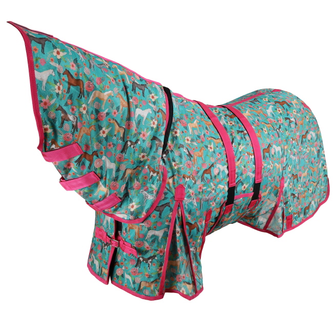Showman Pasture Posies Mesh Fly Sheet with Neck Cover #2