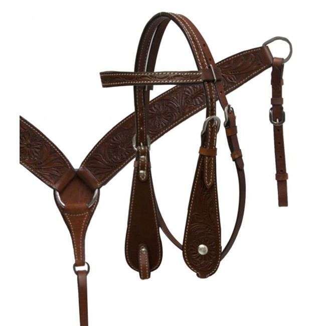 Double T Pleasure Style Saddle Set with Floral Tooling - 15, 16, 17 Inch #2