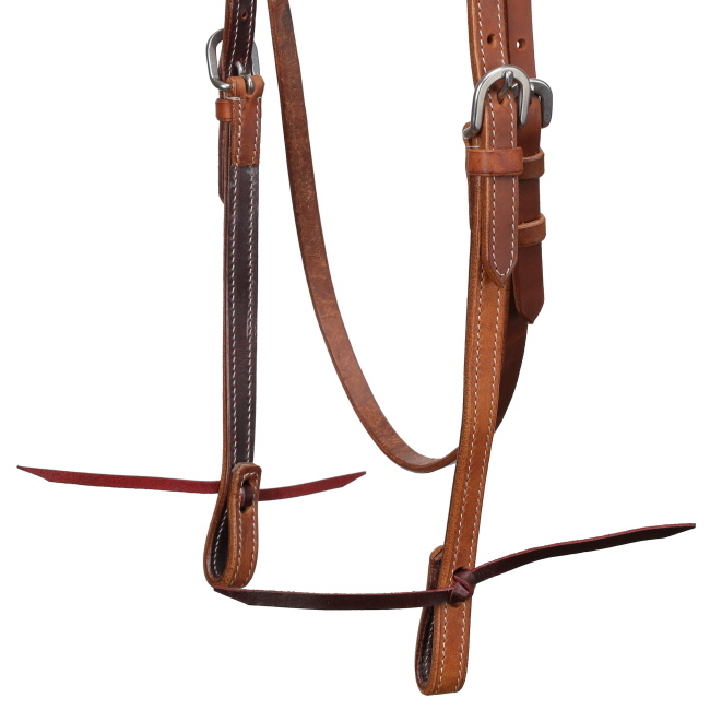 Showman Classic Stitch Argentina Cow Leather Browband Headstall with Leather Ties #2