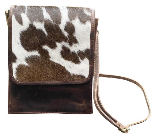 Klassy Cowgirl Leather Crossbody Bag with hair on cowhide