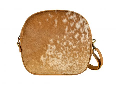 Klassy Cowgirl  Brown & White Leather Crossbody Bag with hair on cowhide