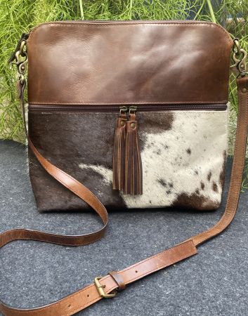 Klassy Cowgirl Leather Crossbody Bag with hair on cowhide accent #2