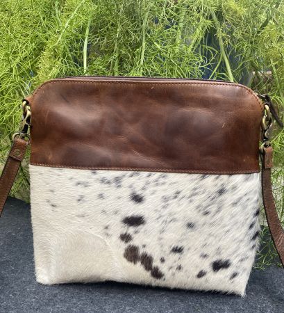 Klassy Cowgirl Leather Crossbody Bag with hair on cowhide accent #3