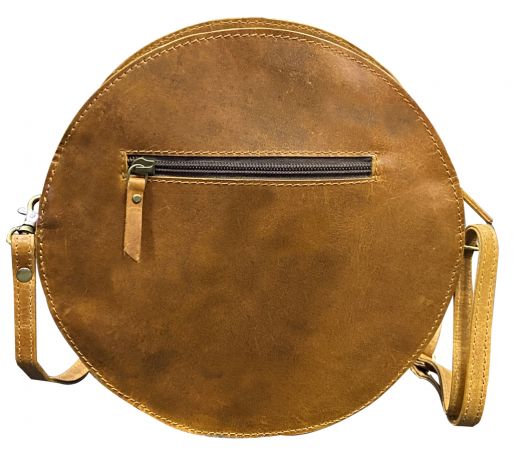 Klassy Cowgirl  Medium Leather round Crossbody Bag with cowhide inlay #3