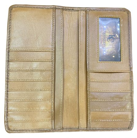 Light Brown Men's Leather Wallet with hair on cowhide and basket tooled side #2