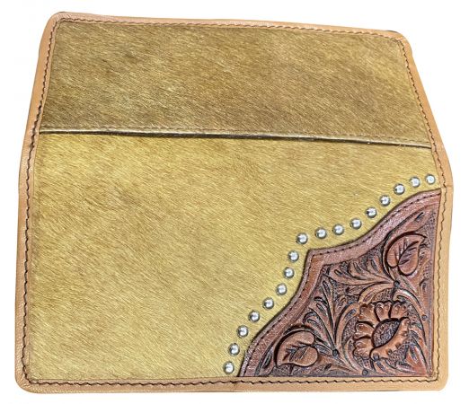 Light Brown Men's Leather Wallet with hair on cowhide