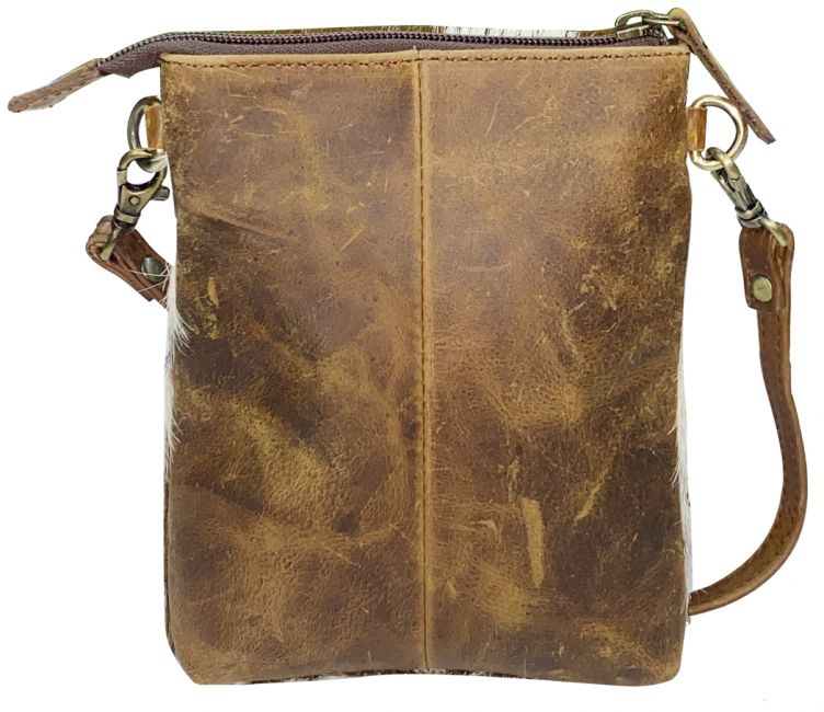 Klassy Cowgirl Leather hair on cowhide Crossbody Bag - brown and white #2
