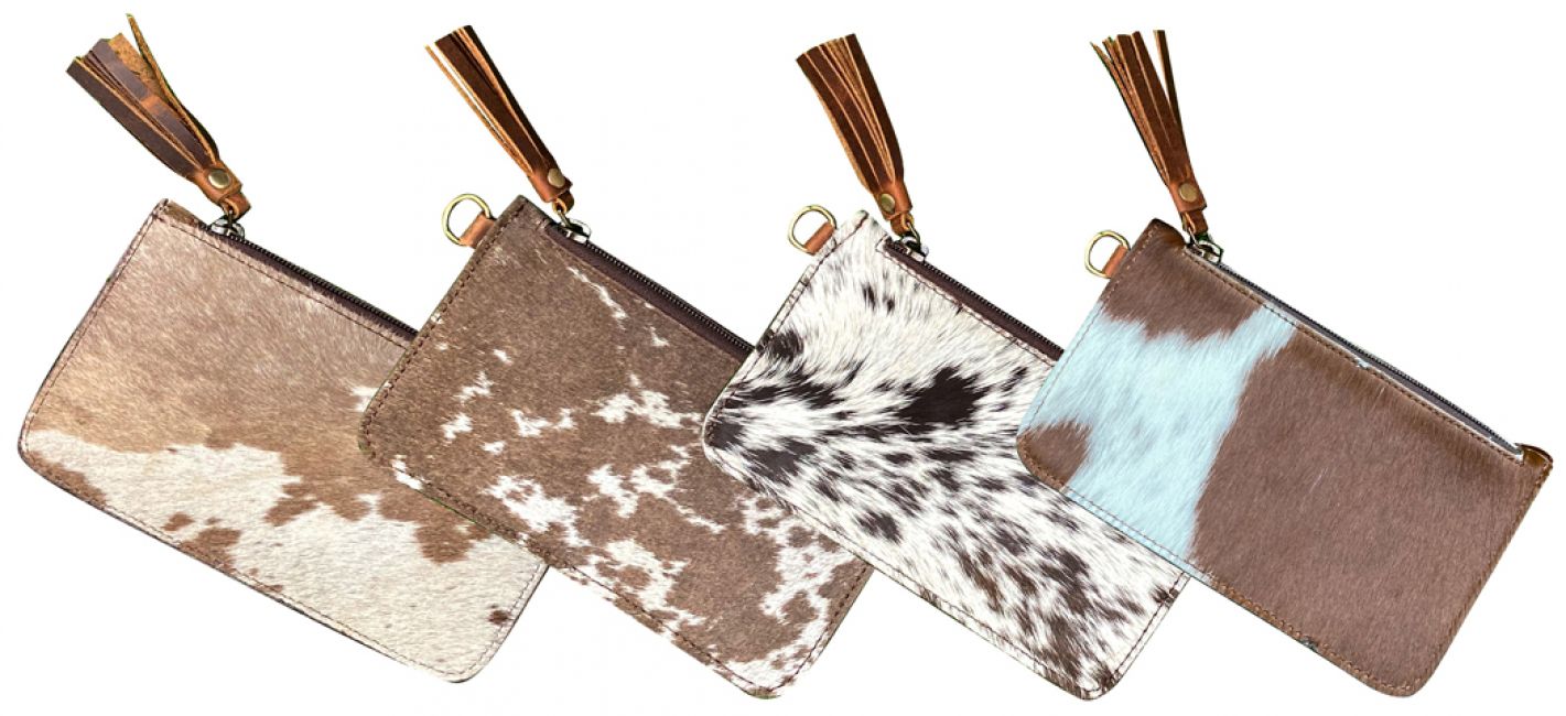 Klassy Cowgirl Brown Hair on Cowhide clutch with Wristlet