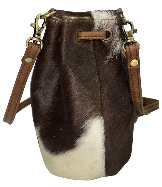 Showman Small Hair on Cowhide Leather Bucket Bag #2