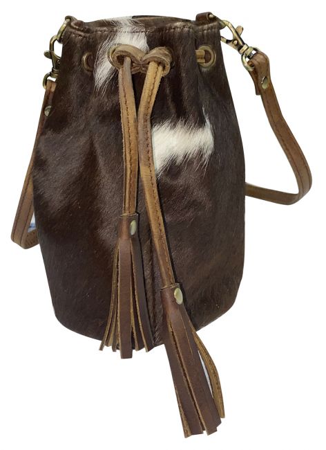 Showman Small Hair on Cowhide Leather Bucket Bag