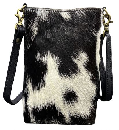 Klassy Cowgirl Leather Hair on Cowhide crossbody bag - black and white