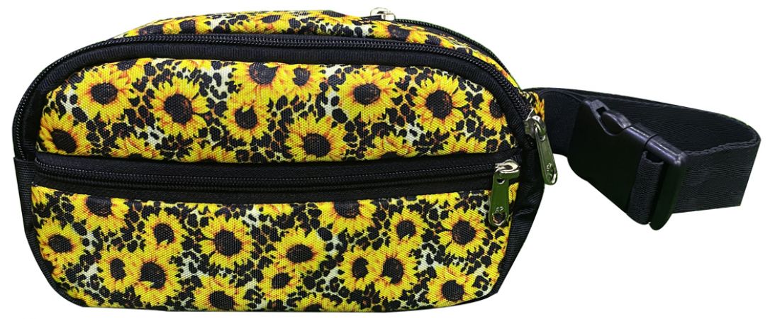 Showman Hip Pack (Fanny Pack) Bag with Sunflower and cheetah print design