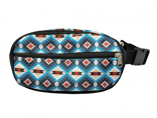 Showman Hip Pack (Fanny Pack) Bag with Blue Aztec design