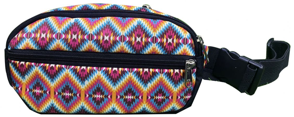 Showman Hip Pack (Fanny Pack) Bag with Bright Pink Aztec Print design