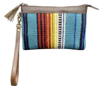 Showman 100% Wool Southwest Design Saddle Blanket Wristlet with Strap