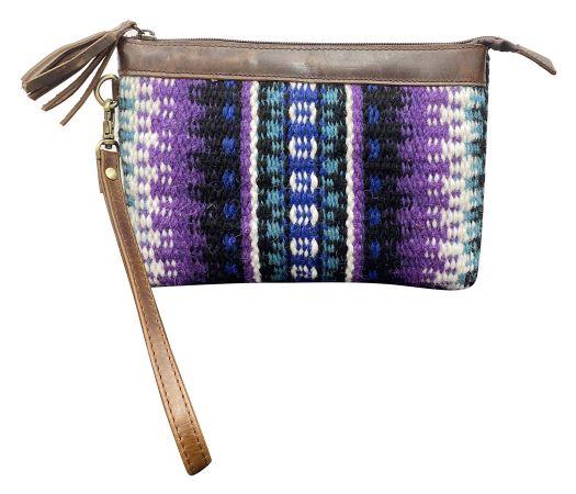 Showman 100% Wool Southwest Design Saddle Blanket Wristlet - purple