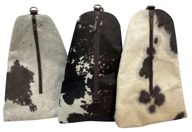 Klassy Cowgirl Leather Hair on Cowhide standing crossbody bag