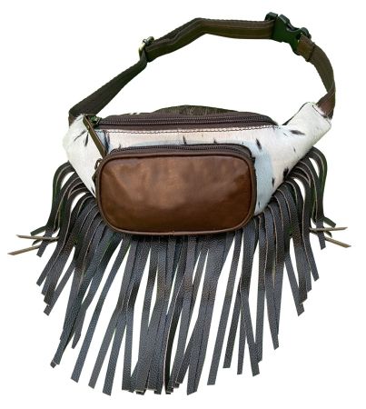 Klassy Cowgirl Genuine Leather Hair on Cowhide Fringe Fanny Pack #4