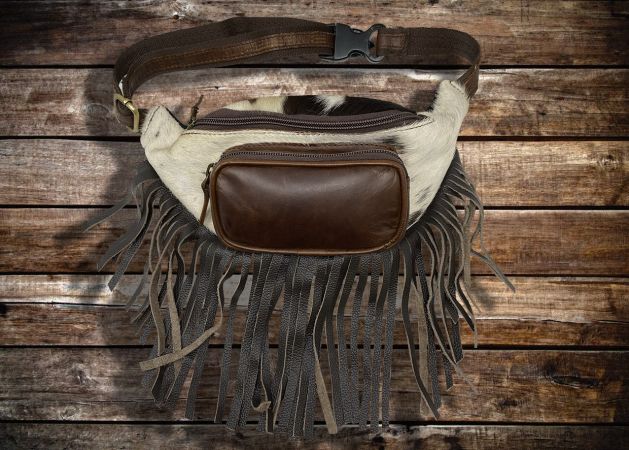 Klassy Cowgirl Genuine Leather Hair on Cowhide Fringe Fanny Pack #5