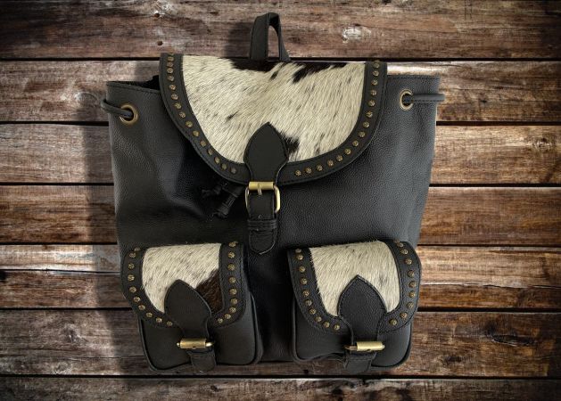 Klassy Cowgirl Genuine Hair-on Cowhide Leather Flap Drawstring Backpack #6