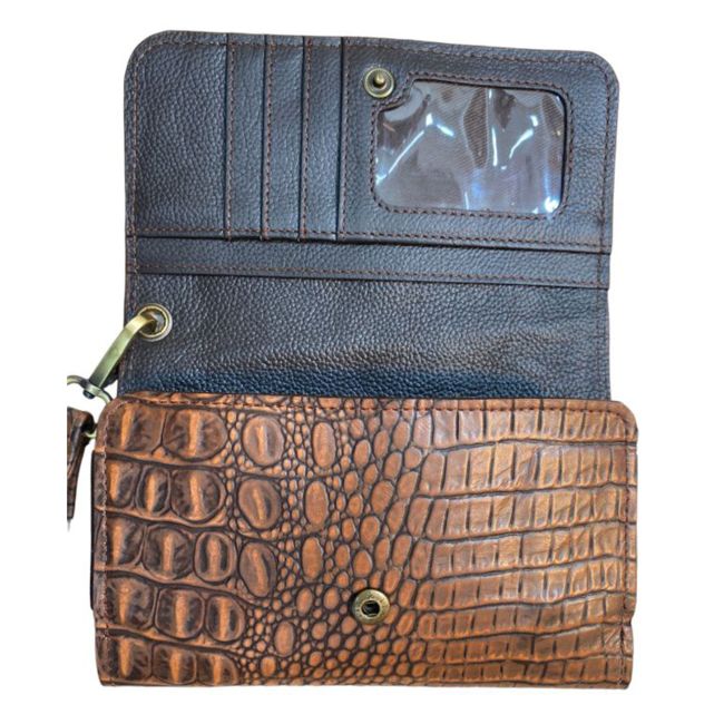 Klassy Cowgirl Leather Clutch Phone Wallet - Alligator with Berry Concho #3