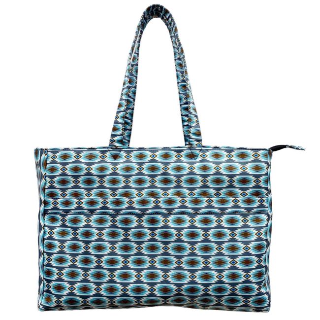 Showman Gray Blue Aztec Nylon Travel Tote #2