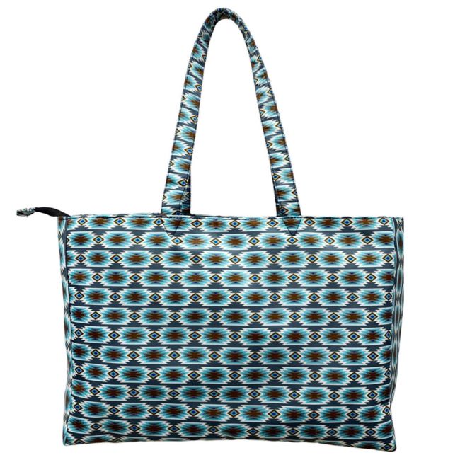 Showman Gray Blue Aztec Nylon Travel Tote #3