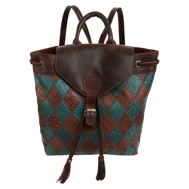 Klassy Cowgirl Gator Patch Leather Backpack Bag #2