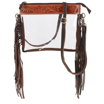 Showman Floral Fringe Clear Crossbody Bag