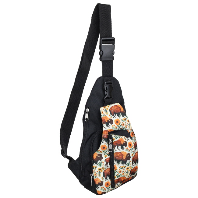 Showman Bison Blooms Sling Crossbody Backpack #2
