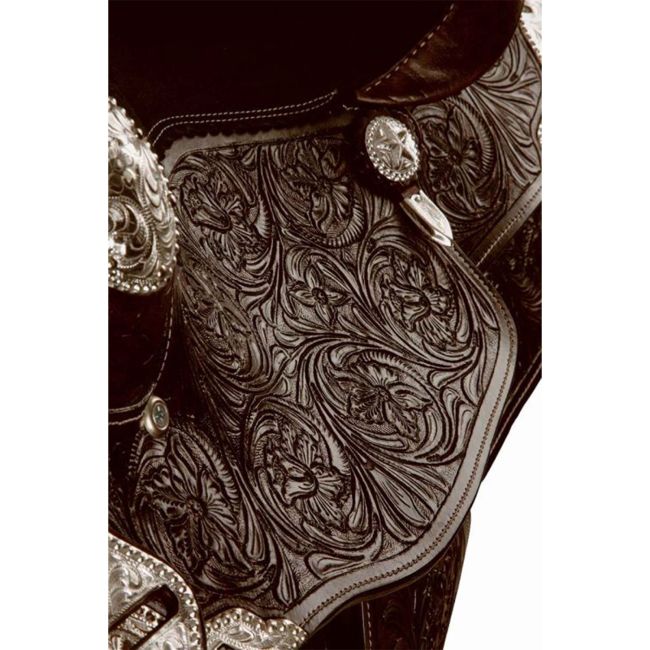 Double T Chocolate Floral Show Saddle - 16 Inch #3