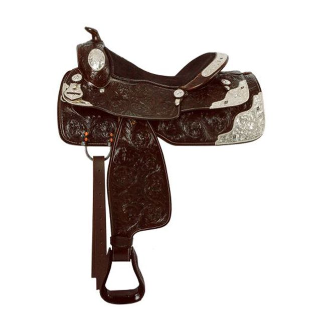 Double T Chocolate Floral Show Saddle - 16 Inch