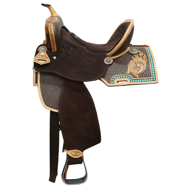 One of a Kind | Klassy Cowgirl Turquoise Royale Barrel Saddle - 15 Inch