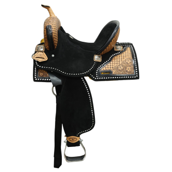 One of a Kind | Klassy Cowgirl Shadow Gold Basket Barrel Saddle - 14 Inch