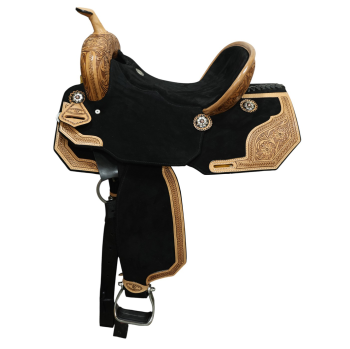 One of a Kind | Klassy Cowgirl Midnight Floral Barrel Saddle - 16 Inch