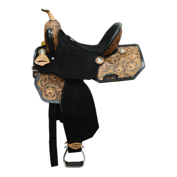 One of a Kind | Klassy Cowgirl Ebony Bloom Barrel Saddle - 15 Inch