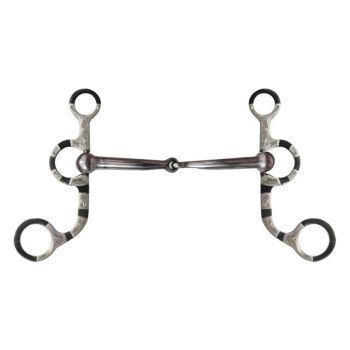Showman black steel Argentine style bit with engraved silver accents on the 5.75" cheeks. Stainless steel 5 1/2" broken mouth