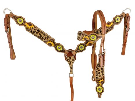 Showman ® Gator print inlay one ear headstall and breast collar