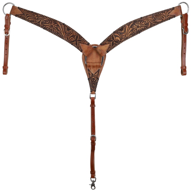 Showman Tooled Meadows One Ear Headstall and Breastcollar Set #3