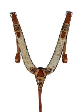 Showman Leather hair on cowhide pulling collar