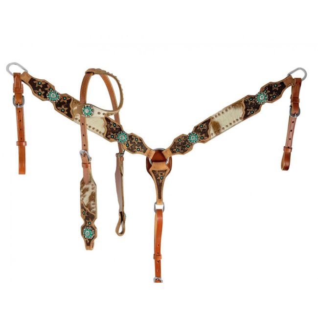 Showman Longhorn Lily One Ear Headstall and Breastcollar Set