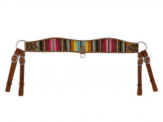 Showman Medium Oil Leather Tripping Collar with Wool Serape Saddle Blanket Inlay