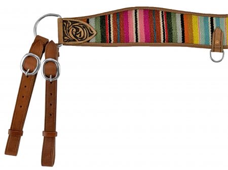 Showman Medium Oil Leather Tripping Collar with Wool Serape Saddle Blanket Inlay #2