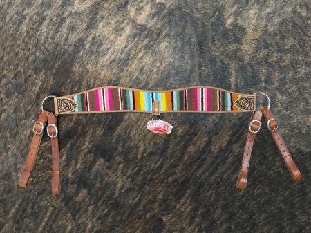 Showman Medium Oil Leather Tripping Collar with Wool Serape Saddle Blanket Inlay #3