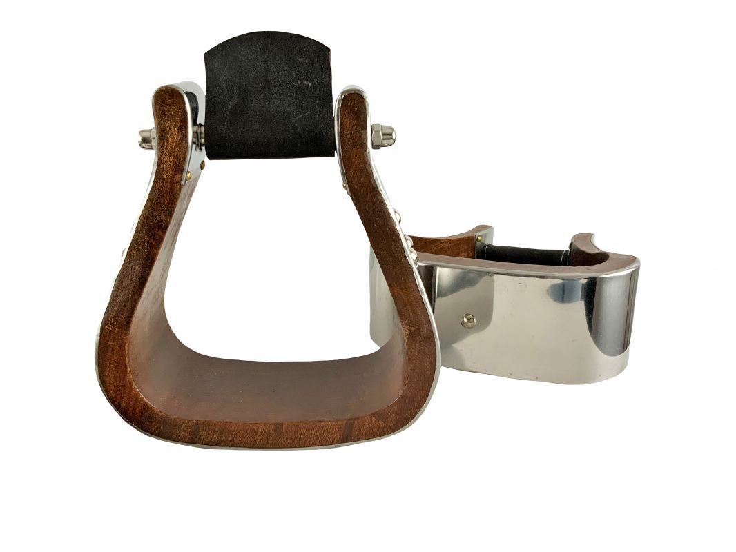 Showman Stainless Steel bound wood stirrups with 3" tread