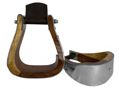 Showman Stainless Steel bound 5.25" Teak Wood Stirrups