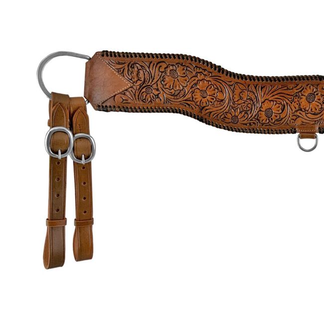 Showman Floral Tooled Medium Leather Tripping Collar with Black Whipstitching #2