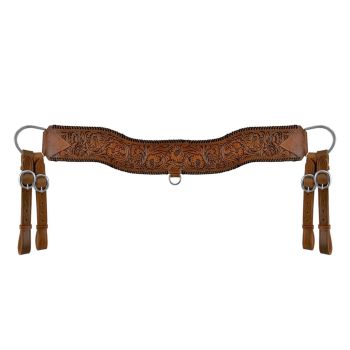 Showman Floral Tooled Medium Leather Tripping Collar with Black Whipstitching