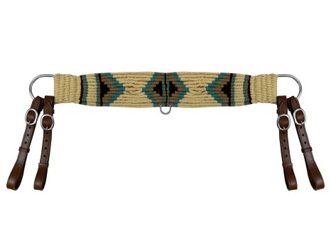 Showman Mohair Wool Multi-Strand Tripping Collar - Cream/Teal