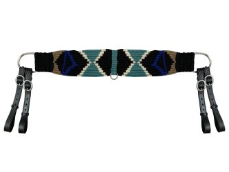 Showman Mohair Wool Multi-Strand Tripping Collar - Black&#47;Teal&#47;Blue